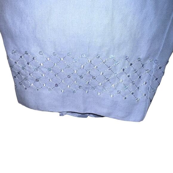 Sigrid Olsen ladies 6 linen viscose embroidered sequin hem office dress pants - Picture 5 of 12